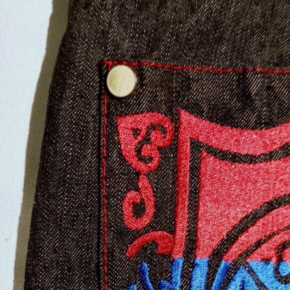 COOGI Denim Shorts  W38 L15  Stitched Pockets  Dark Wash  Baggy  Grunge  Skater - Picture 5 of 11